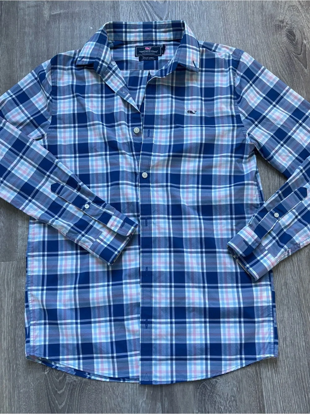 Vineyard Vines boys performance Plaid Button-Down Shirt Size L (16)